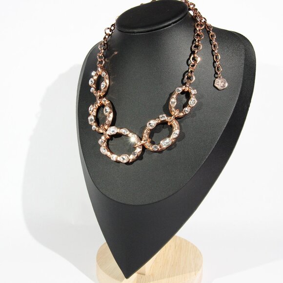 Rj Graziano Jewelry - RJ Graziano Rose Gold Tone Necklace with Clear Rhinestones